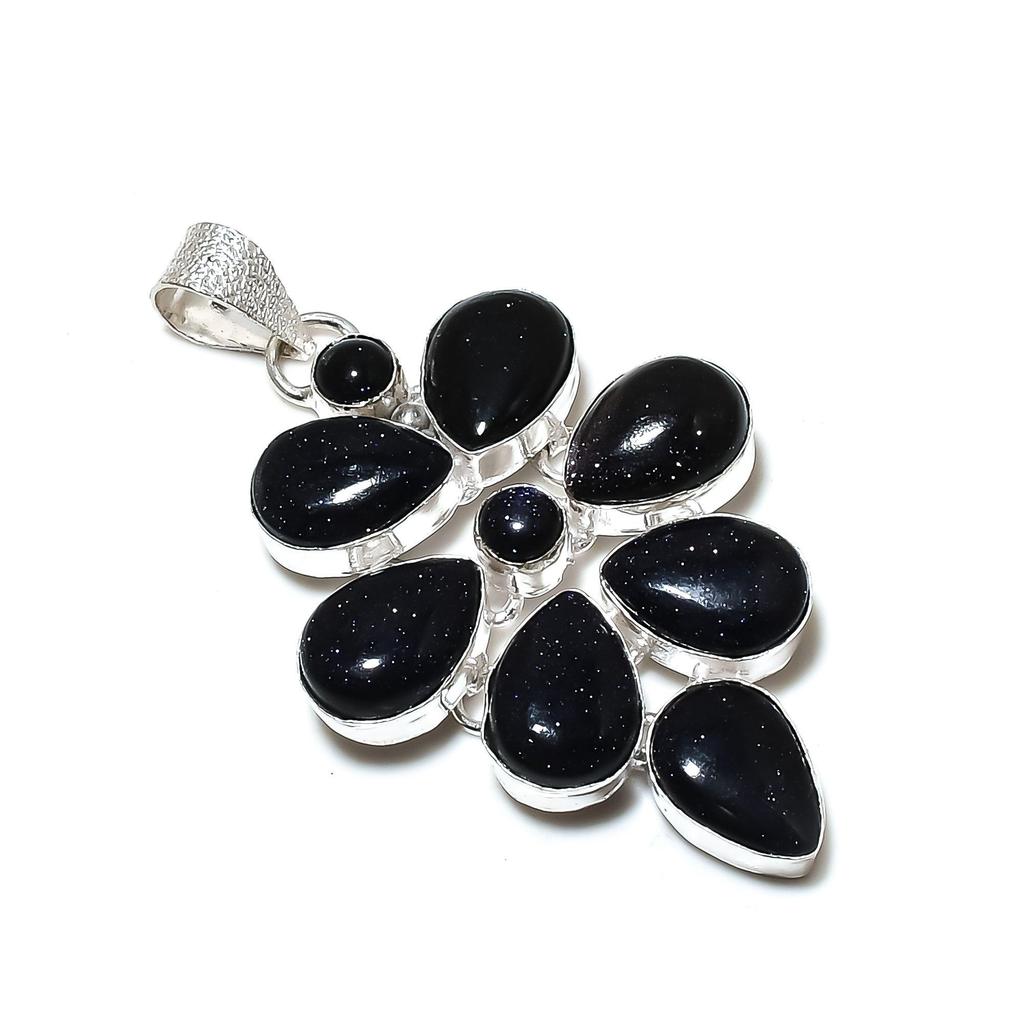 Blauer Sonnenstein Edelstein Anhänger in 925 Sterlingsilber - Blauer Sonnenstein Handgefertigtes Blumendesign, Perfekt für Geschenke und Alltagsschmuck