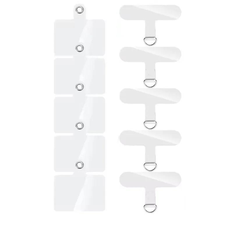 10/5/1PCS Universal Transparent Phone Anti-lost Lanyard Card TPU Tether Tab Loop Hole Hanging Strap Patches Cord Clip Gasket