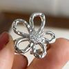 925 Sterling Silber Fingerringe für Damen Große Blume Partner Minimalistischer Ring Party Schmuck Geschenk Allergie Vorbeugend