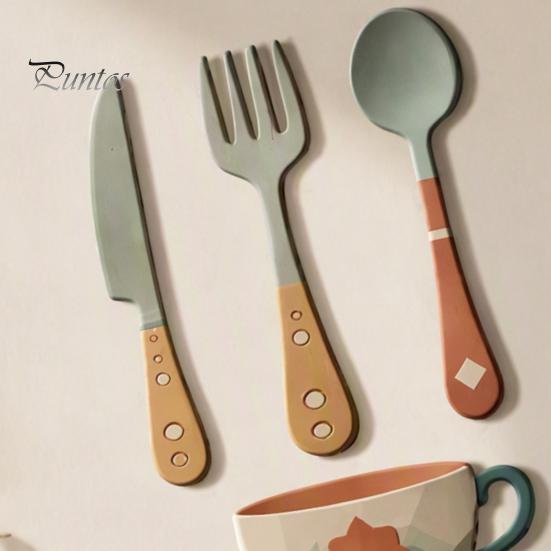 Soft Tone Kitchen Wall Stickers 7Pcs 2D Flat Wooden Decor, Retro Teapot Tableware Themed Vintage Pattern Art, Self?Adhesive Plaques for Dining Room