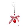 Sweet Strawberry Cube Bowknot Charm Pendant Chain Phone Strap Pocket Keychain Strap Hanging Decoration for Keys Bag