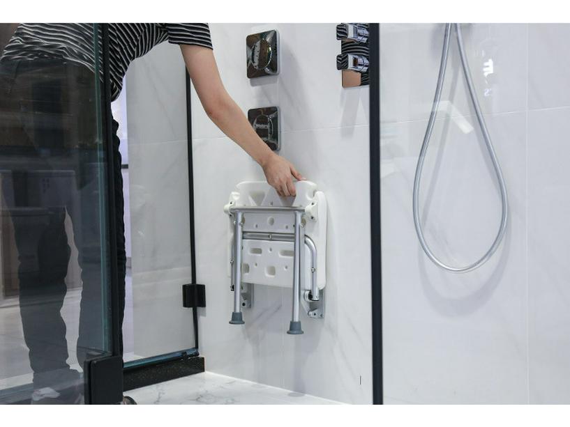 Wall-Mounted Folding Shower Stool for Small Spaces - Ideal for Elderly and Pregnant Women