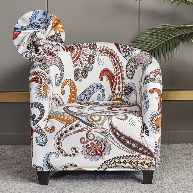 Levivel Club Chair Slipcover Stretch Armchair Printed Tub Chair Cover Living Sofa Cover Spandex Couch Cover Designed For Bar Counter Family Room