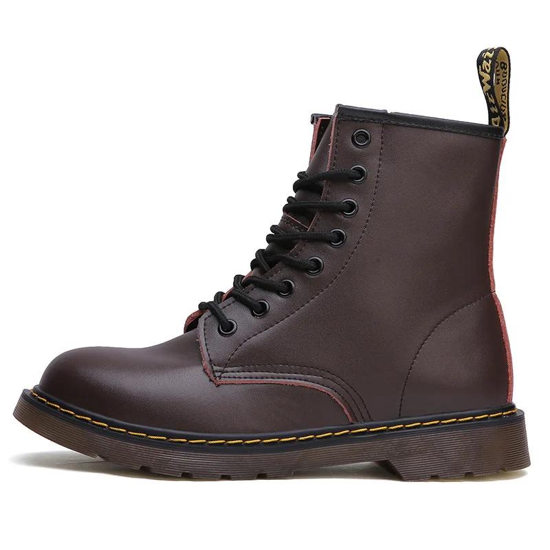 Fashion Genuine Leather Men Classic Six Hole Boots Fashion British Style Riding Short Ankle Boots Outdoor Boots Size 35-48 Women's Boot