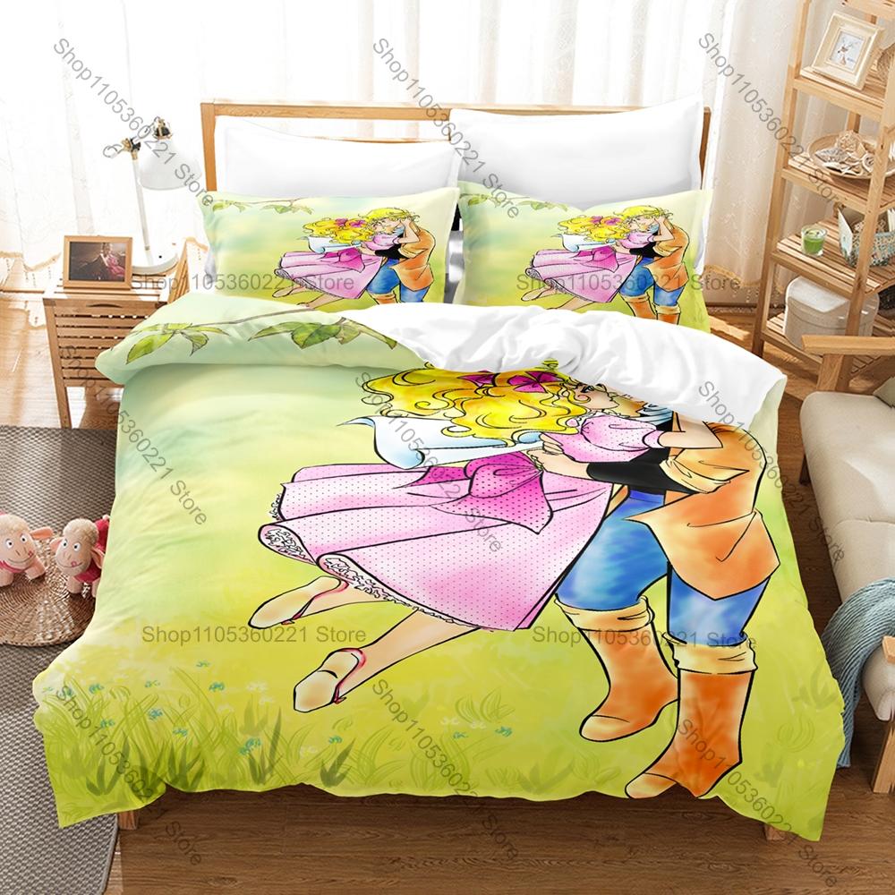 Manga Candy Duvet Cover + 2 Pillowcases Cute Kawaii Anime Candy Cartoon Print Soft Microfiber Bedding Bedroom Decor For Teen