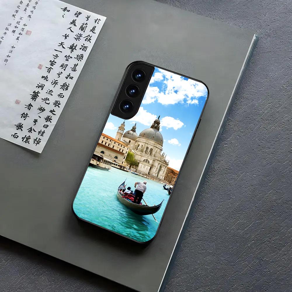 Water City Venice Phone Case For Samsung S24, S25 22,30,,Note20,Ultra,Lite,Ultra,5G,Plus,FE Black Cover