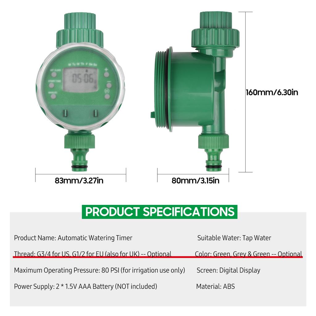 Garden Water Timer Digital Display G1 2 Thread Automatic Watering Timer for Balcony Lawn Greenhouse
