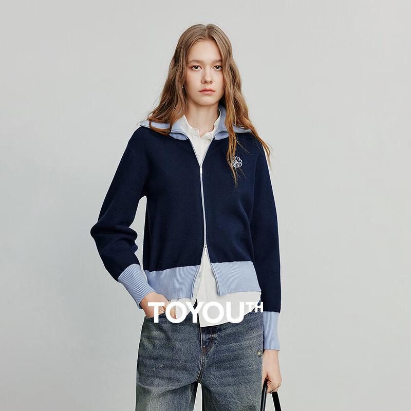 

Women s Embroidered Lapel Knit Cardigan S