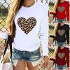Kvinner Casual Langermet Leopard Print Hjerteformet topp
