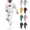 Men's Solid Color Flag Print Hooded Universal Versatile Hooded Sweatshirt Sweatpants Casual Sports Suit