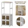 Mobile Wardrobe Portable Closet with Haging Rod & Cabinet Clothes Organizer Clothing Storage Shelf for Bedroom Living Room