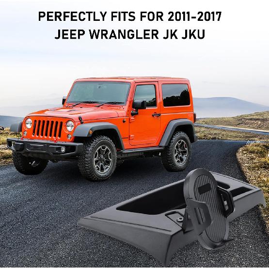 Kaishengyuan Upgraded Phone Mount For 2011-2017 Jeep Wrangler JK JKU, Multi-Mount Phone Holder Dash Tray Storage Box System Kit With Extension Arm