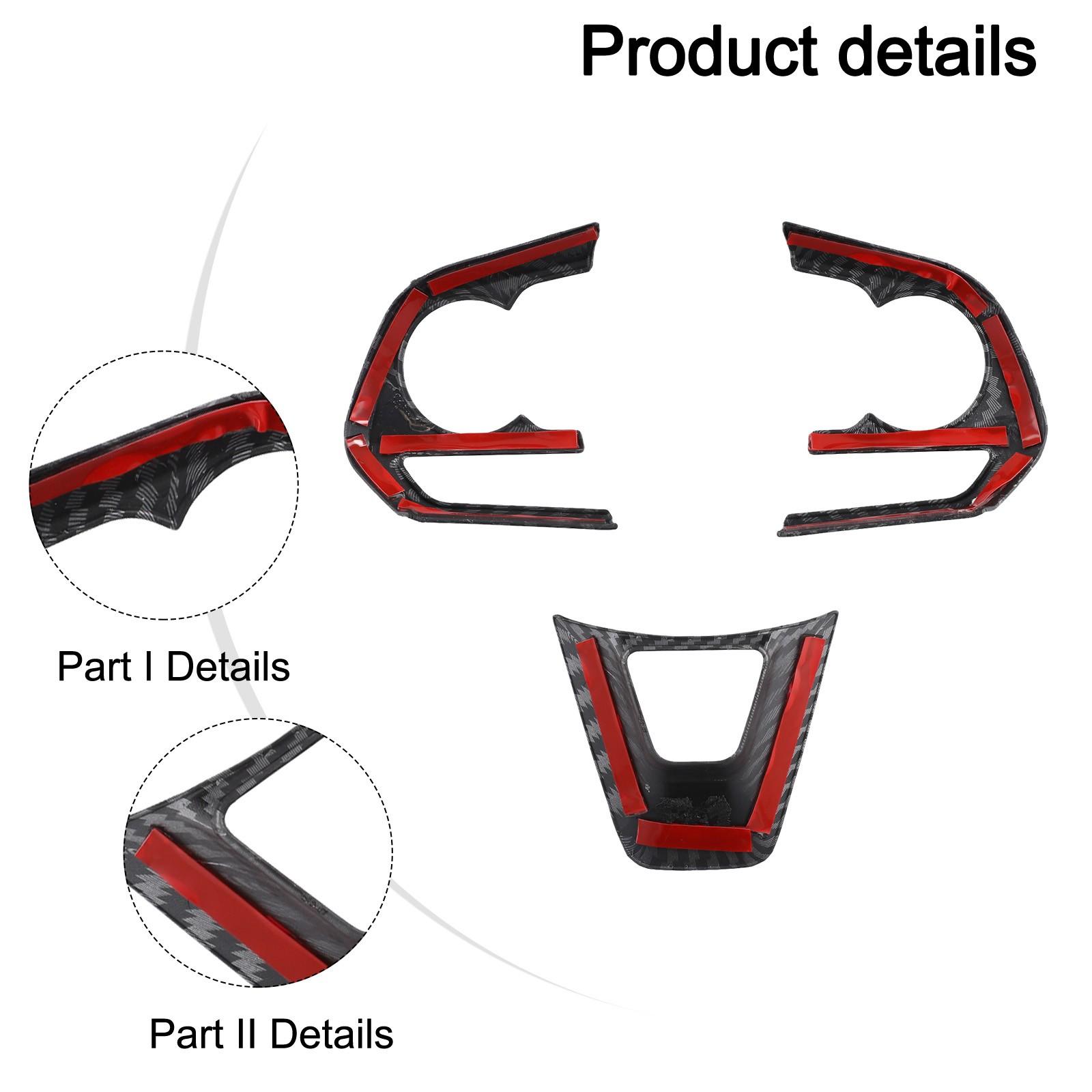Premium ABS Steering Wheel Button Panel Cover Trim 3Pcs for Toyota For RAV4 Carbon fiber