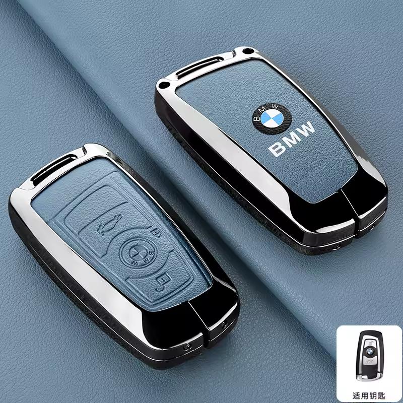 Zinc Alloy Leather Car Remote Key Case Cover for BMW 1 3 5 7 Series X1 X3 X4 X5 F10 F15 F16 F20 F30 F18 F25 M3 M4 E34 Sticker