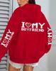I Love My Boyfriend Printed, Women'S Hoodie Fall Loose Casual Pocket Fleece Pullover