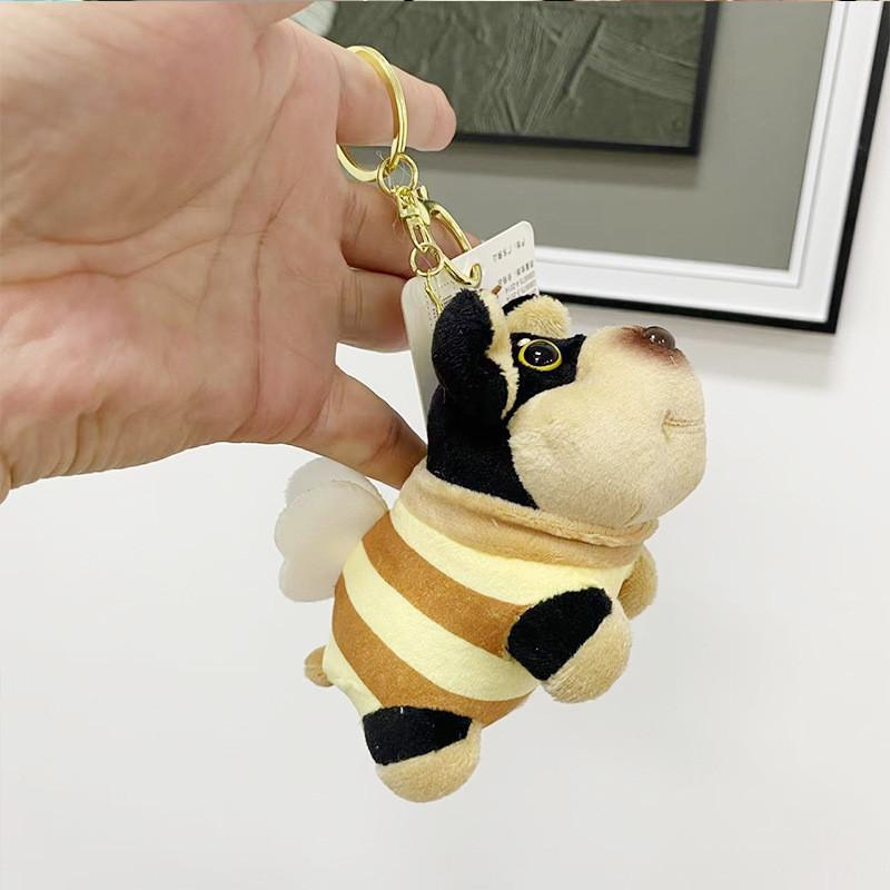 And Cuddly Soft Black Plush Bee Dog Doll Keychain For Fun Fashion Accessories