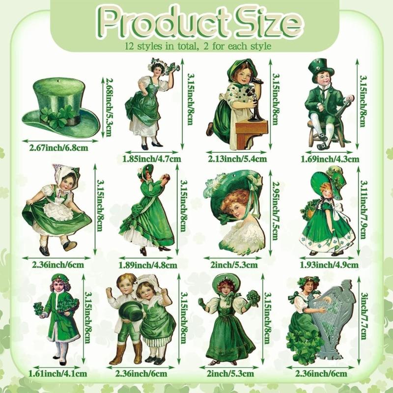 24Pcs Wooden Patrick's Day Perfect Ornament Decorative Accessories For Irish Themed Home And Office Decoration