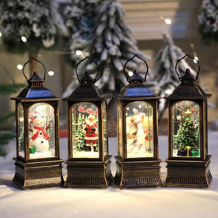 Santa-Claus/Xmas Tree/Snowman/Angel Glittering Lantern Christmas Gift for Kids
