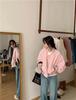 Korean-Style Pink Women's Spring Baseball Jacket - Lightweight, Loose-Fit, Casual, High-End Design