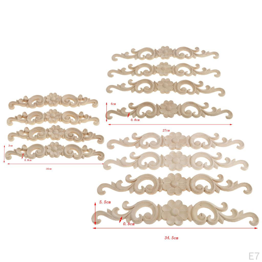 4 Unpainted Applique Wood Carved Corner Furniture Decor