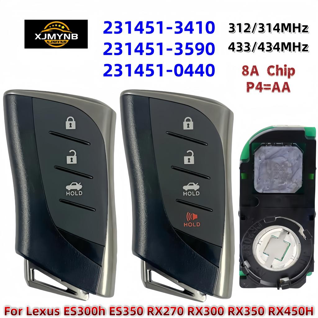 XJMYNB 312/314MHz 433/434MHz 8A Chip P4=AA Smart Car Key For Lexus ES300h ES350 RX270 RX300 RX350 RX450H 231451-3590 0440 3410