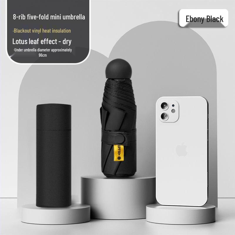 Lätt UV-skyddande Kapselparaply - Bärbart Dubbelanvändningssolskydd för Kvinnor, Soliga och Regniga Dagar