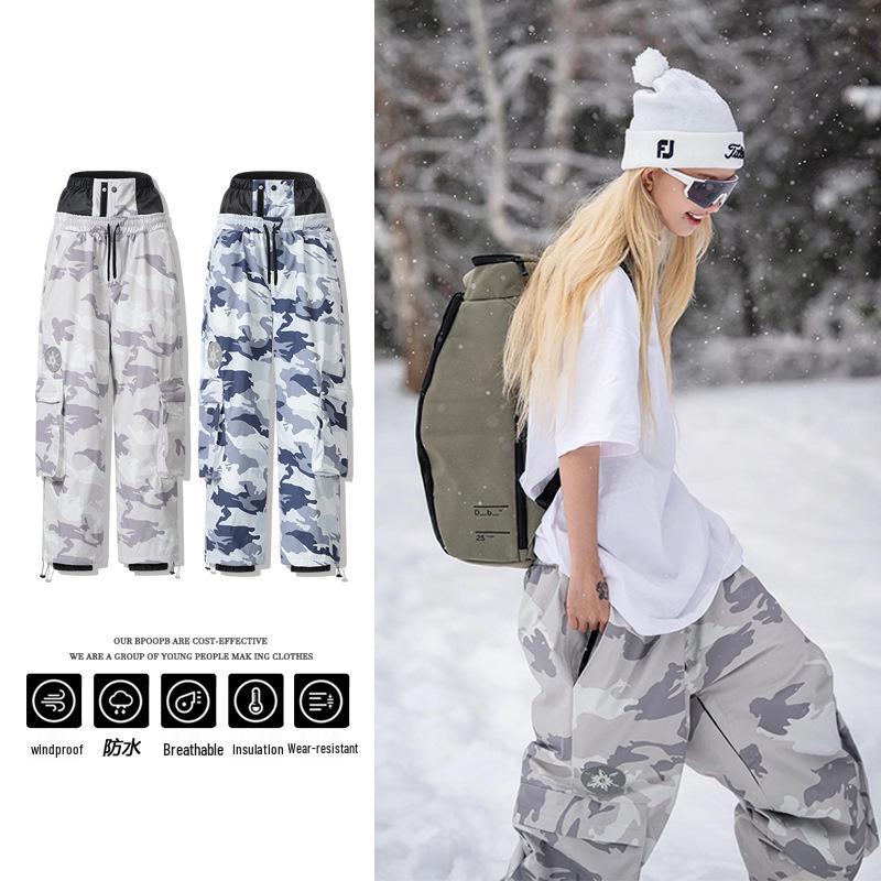 Унисекс двухслойные горнолыжные брюки - Свободные, утепленные, водонепроницаемые, дышащие для пар M
