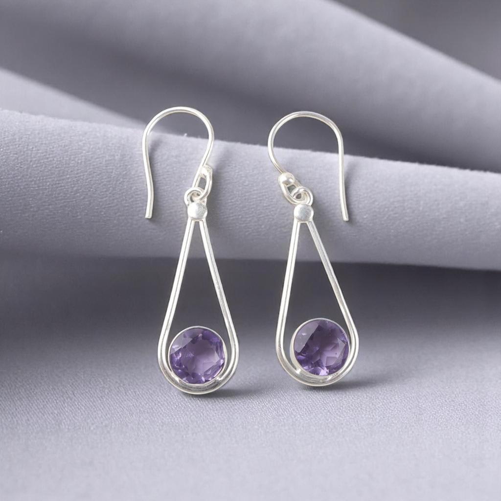 Iolite Gemstone 925 Sterling Silver Jewelry Handmade Drop/Dangle Earrings 1.76" EE-126-8