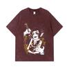 275 GSM Washed T-shirts 100% Cotton Demon Slayer V40 Kaigaku Print Unisex Heavy Cotton T Shirt