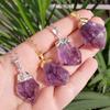 Natürlicher Amethyst Rosenquarz Rohstein Anhänger Unregelmäßig Chakra Heilstein Silberrand Halskette Damen Geburtstagsgeschenk