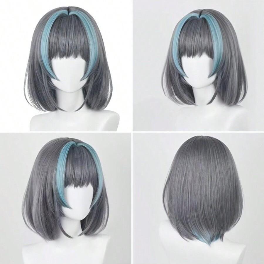 Cheshire Blue Route COS Wig Dark Grey Pick Dyeing Synthetic Hair Resistant To High Temperatures Suitable For Costumes Props Games Costumes Photography