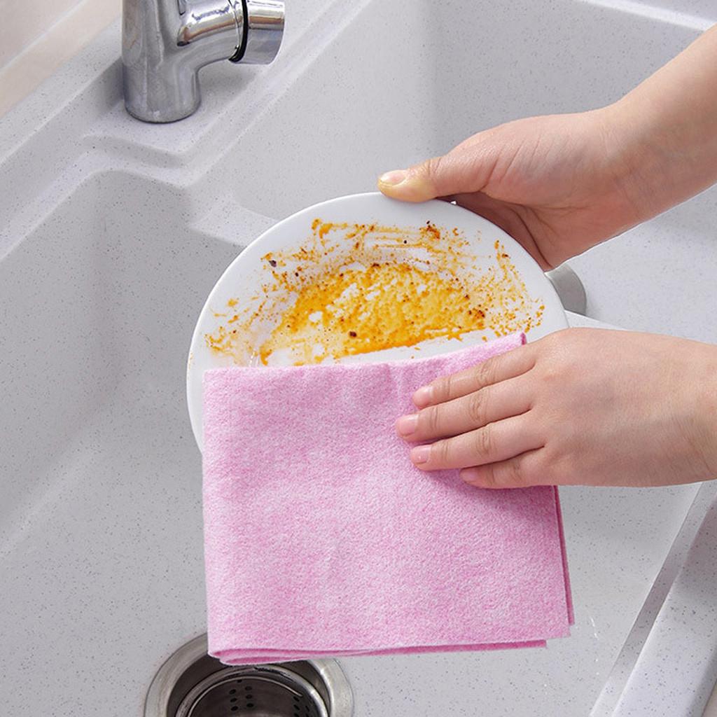 Pink Recyclable Kitchen Cleaning Rag Superfine Fiber Oil Absorption Hand Washing Dish Super Absorbency Dish Cloth