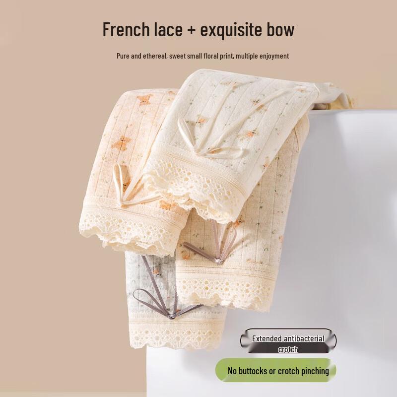 FitonTon Women's Pure Cotton Seamless Lace Briefs 4-Pack