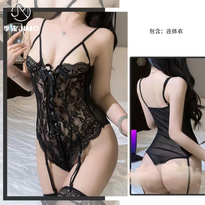 New Sexy Lace Lingerie Perspective Waist Onesie Cross Strap Hot Seduction Women