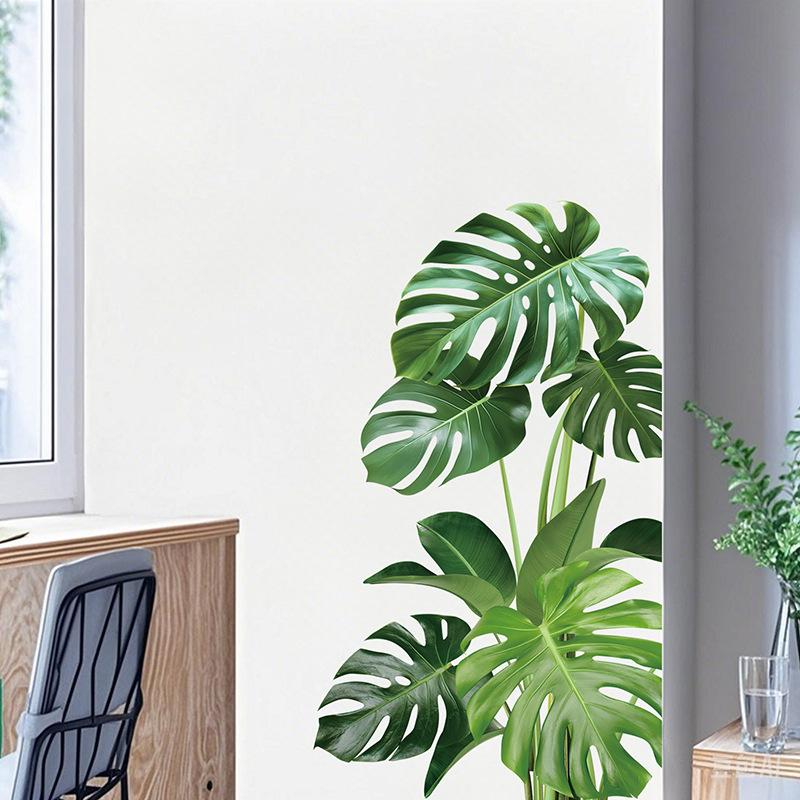 Green Plant Wall Decal Sticker For Home Decoration Leaf Design Easy To Apply And Remove Home Wall Art