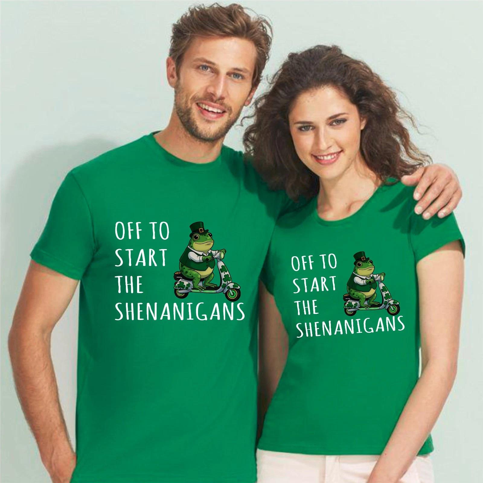 

Off To Start The Shenanigans Funny Frog St Patrick s Day Irish Gift Tee T-Shirt L