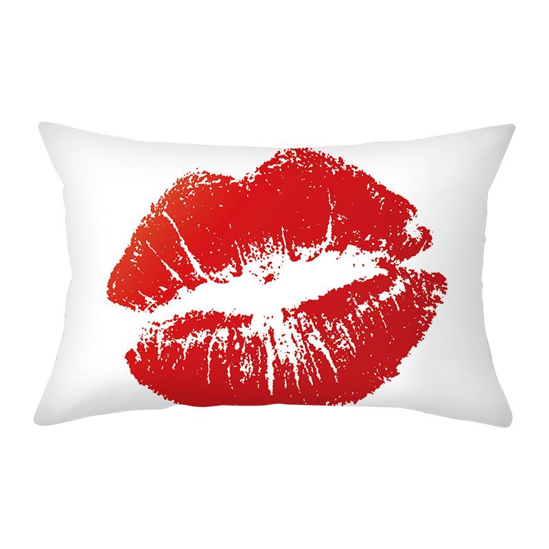 Peach Skin Waist Pillowcase Eyelash Print Cushion Cover Sofa Office Cushion Cover