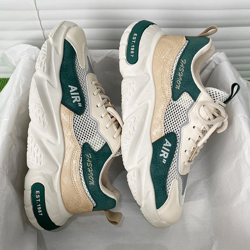 Men'S Breathable Platform Dad Sneakers Shock Absorbing Non Slip Thick Sole Casual Walking Shoes Outdoor Sports Trainer Footwear