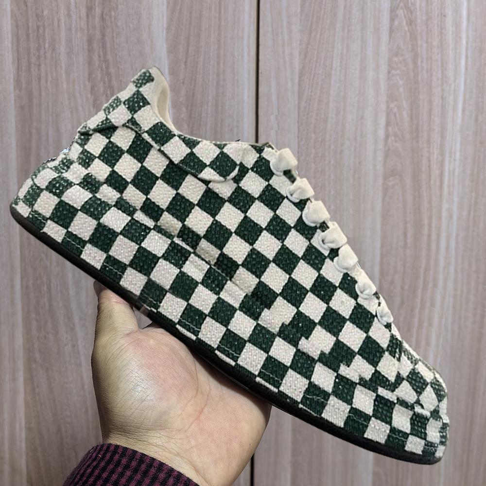 

Fashion Luxury Rhinestone Sneakers Men s platform Casual shoes Round toe lace-up Walking shoes Men s plaid crystal designer sneakers 8 44