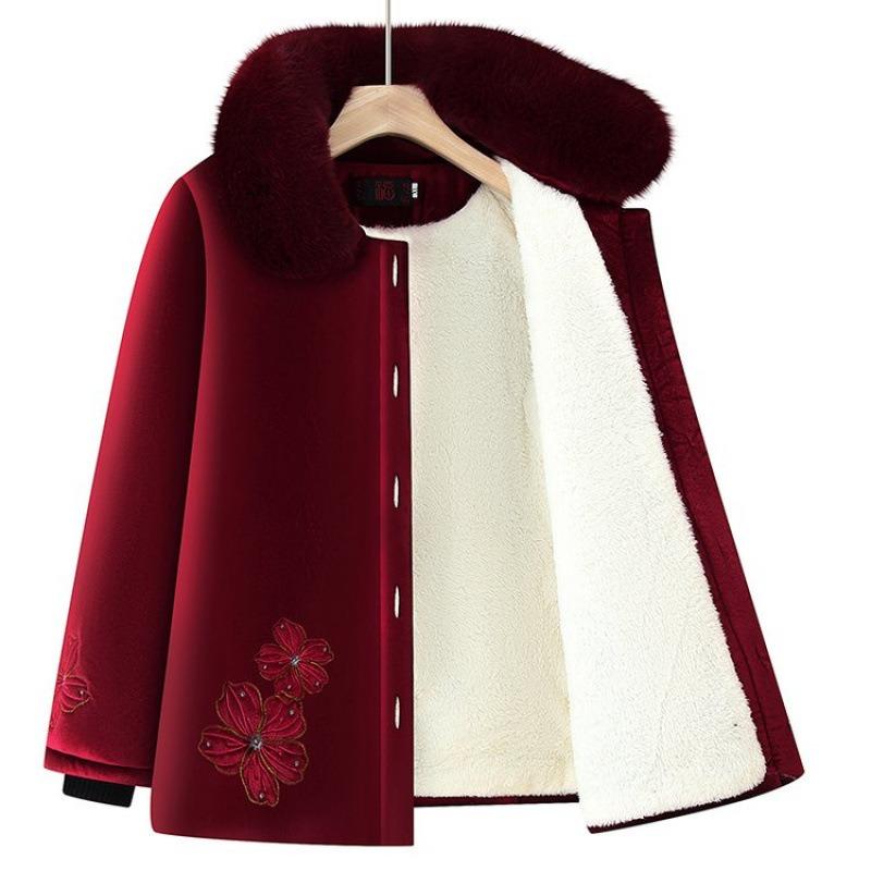 Winter cotton-padded clothes with fur collar old lady cotton-padded clothes piled and thickened old cotton-padded jackets warm women