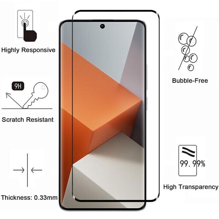 Tempered Glass for Xiaomi Redmi Note 13 PRO PLUS 5G / Redmi Note 13 PRO+ 5G and Camera Protection [Pack 2] Phonillico®