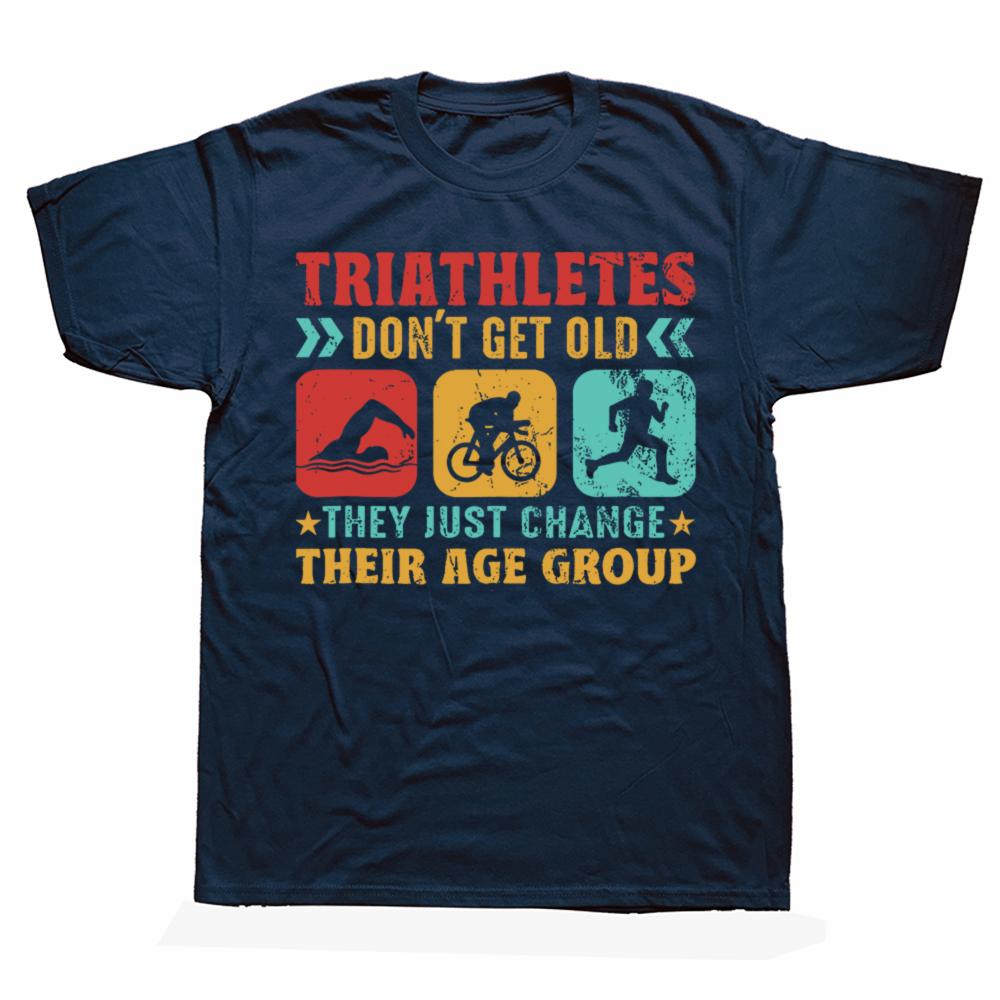Rolig Triathlondesign Män Kvinnor Triathleter Simma Cykla Löp T-shirt Sommar Grafisk Bomull Streetwear Kortärmad Gåvor T-shirt