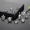 Set of Rings, Exaggerated Skull, Sword, Punk Style, Snake-shaped Butterfly, Animal Combination, 12-piece Set