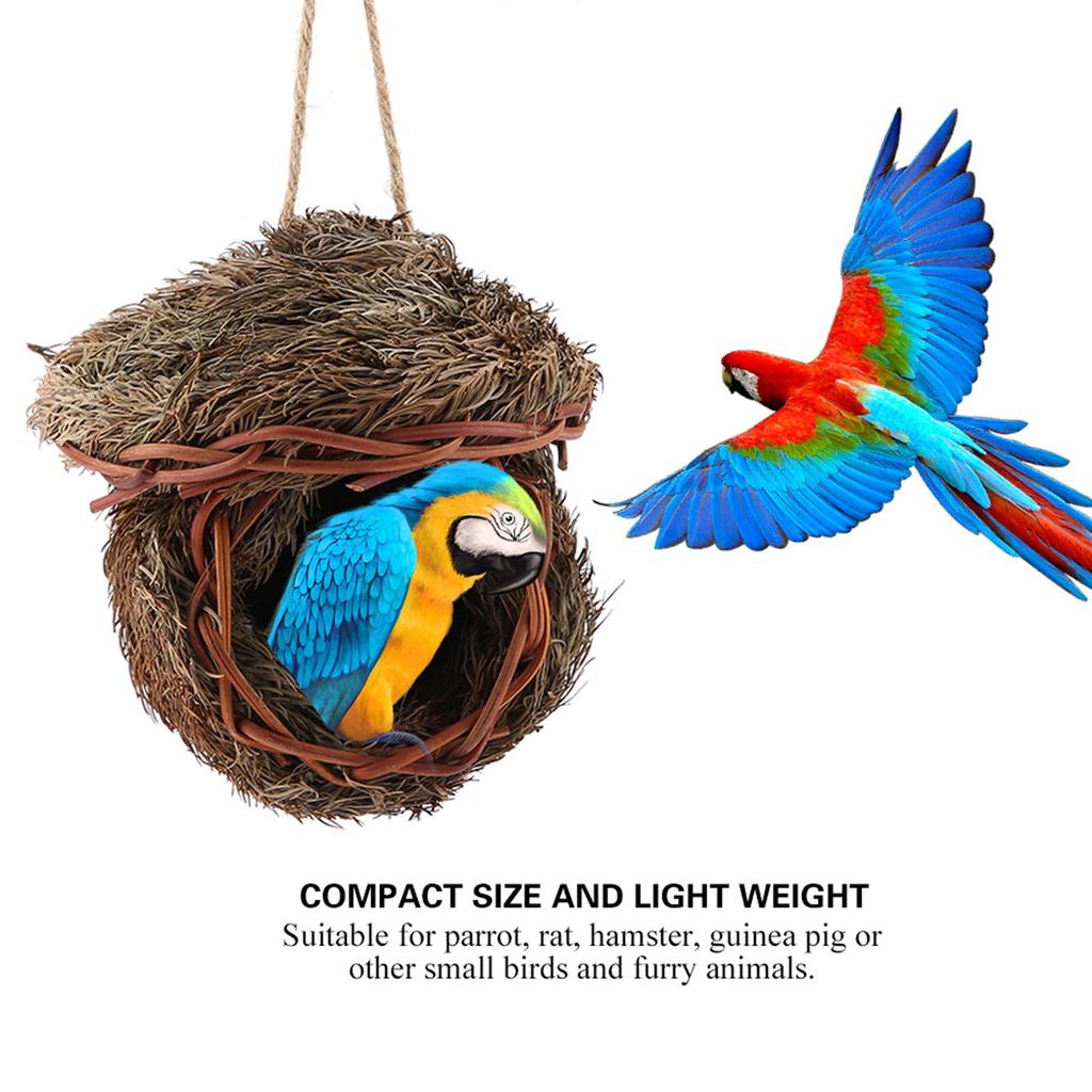Ručně pletená ptačí hnízdní klec pro papouška, křečka, malé domácí mazlíčky, zvířata, klec, domácí závěsná dekorace