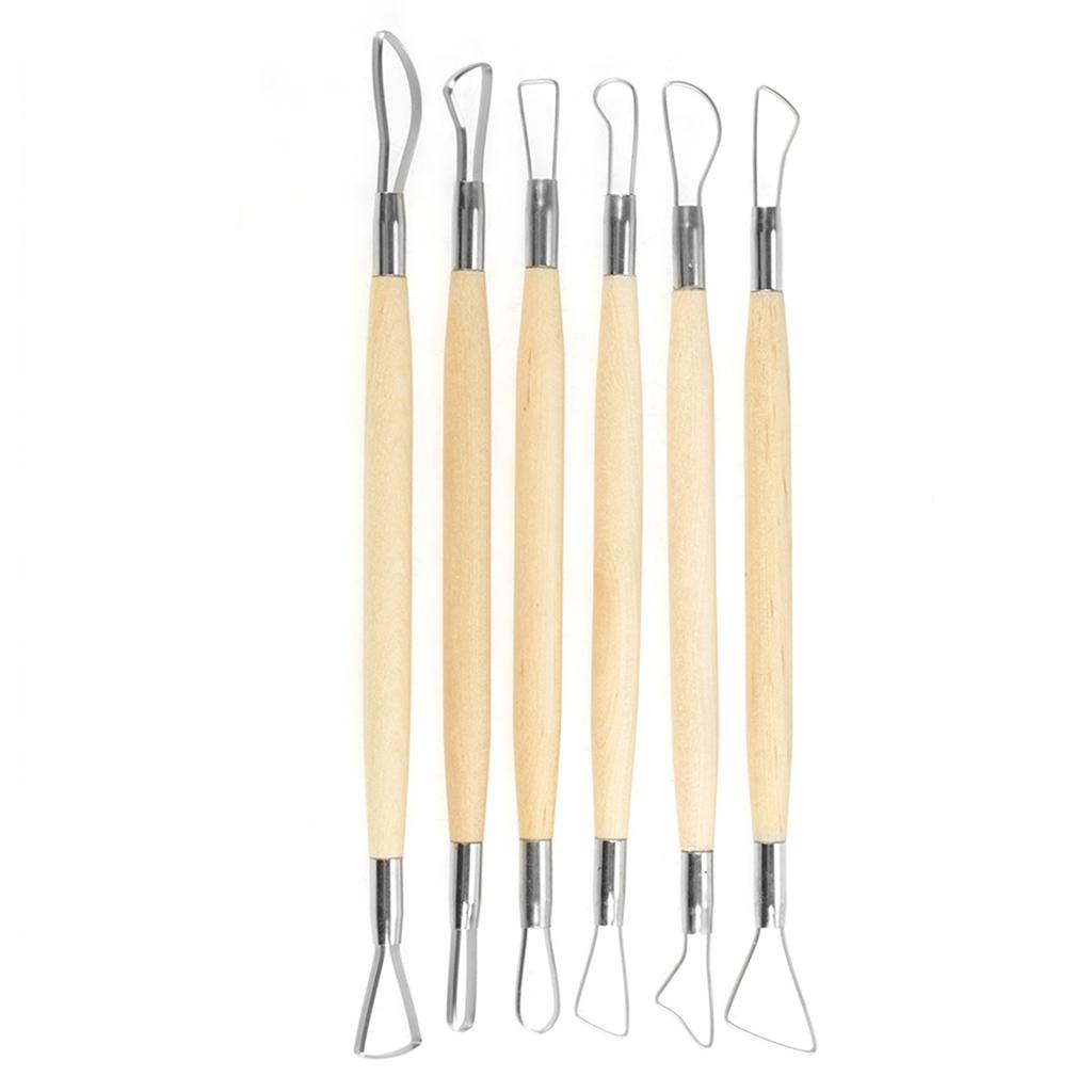 6Pcs Double Ended Wax Carving Clay Sculpting Tools Set Pottery Modelling Shaping Craft Kit, Wooden Handle, Exquisite and Small, Multifunctional, Ideal