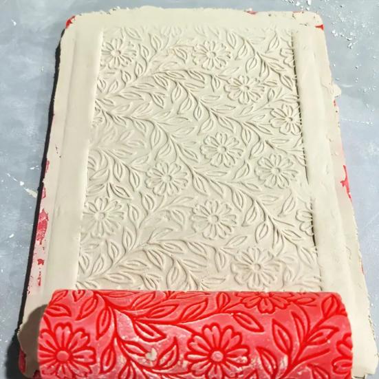 1Pc/1 Set Polymer Clay Flower Texture Roller Pottery Clay Modeling Patterned Roller DIY Household Ceramic Slab Clay Tile Textured Embossing Tools