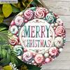 Pink Christmas Wooden Sign - Merry Christmas Round Sign for Front Door, Wall Hanging Decor - Ideal Christmas Ornament