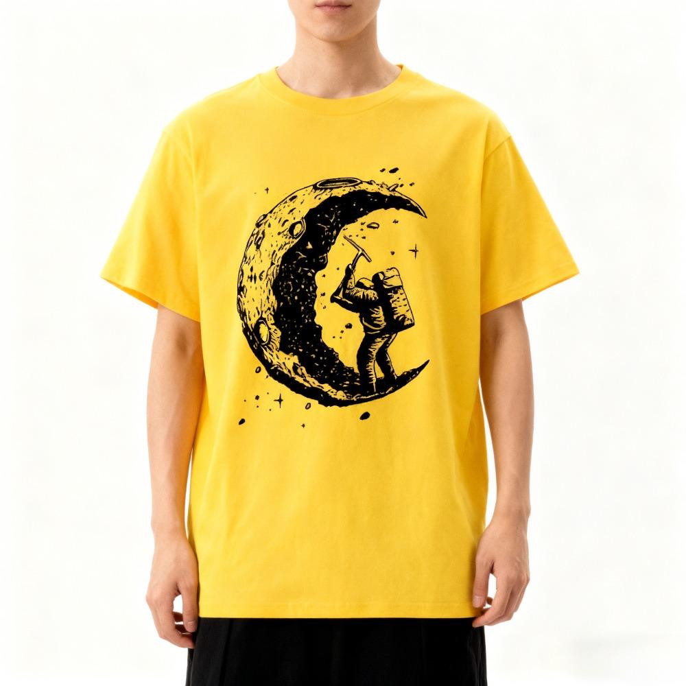 

Stronaut Moon TeesLight GrayWhiteBright BlueYellow Spacethemed Crew Necks Softcomfyperfect for Casual Wear Enthusiasts 4XL