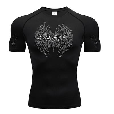 New Trendy Y2K Print Compression Shirt Men's Running T-Shirt Gym Sports Quick-Drying Shirt Outdoor Cycling Jogging Training Top