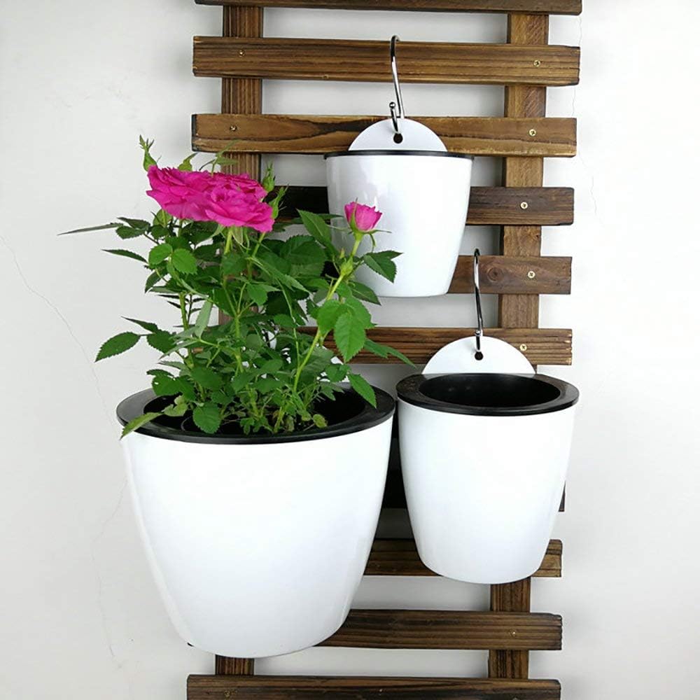 Sungmor Self Watering Wall Planter - Modern White & 3PC Pack & Mixed Size - Indoor Outdoor Vertical Flower Pot - Wall Mounted Window Hanging Pot -
